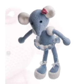 Mouse Kate, hand-crocheted blue ballerina