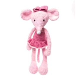 Mouse Kate, pink tutu ballerina, hand crocheted