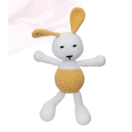 Dinu bunny, yellow color, 100% cotton hand crocheted toy