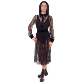Black lace dress with velvet details