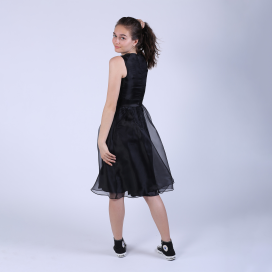 Dress with pleats and bust made of black organza