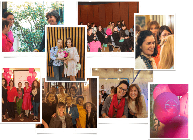 collage of different photos taken at different She is Mom events